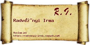 Radványi Irma névjegykártya